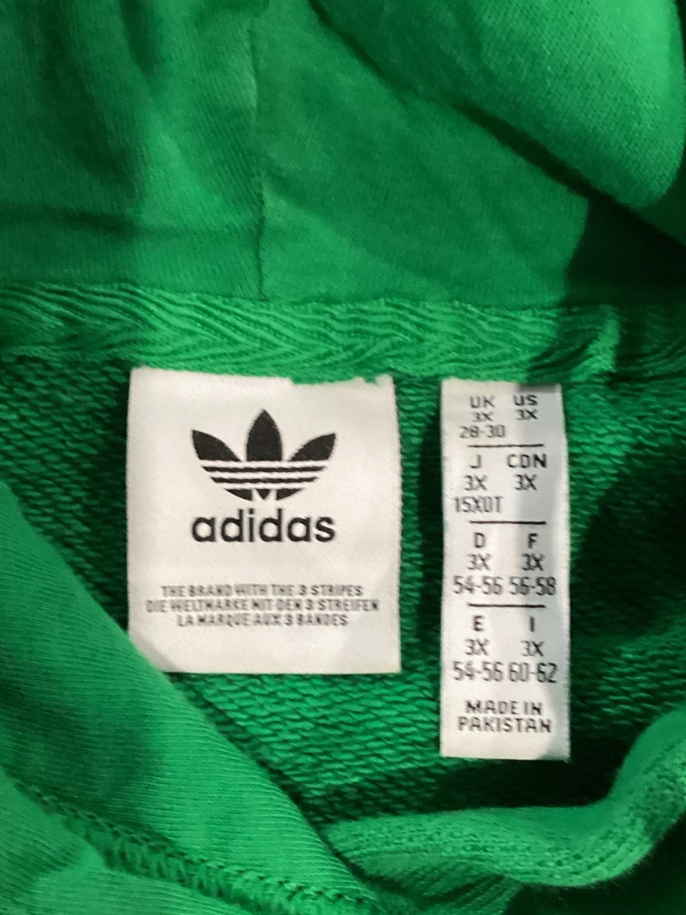 Adidas Green Hoodie with Trefoil Logo size 3XL #41 - Picture 3 of 4